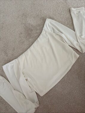 Off-Shoulder Long Sleeve Cream Top